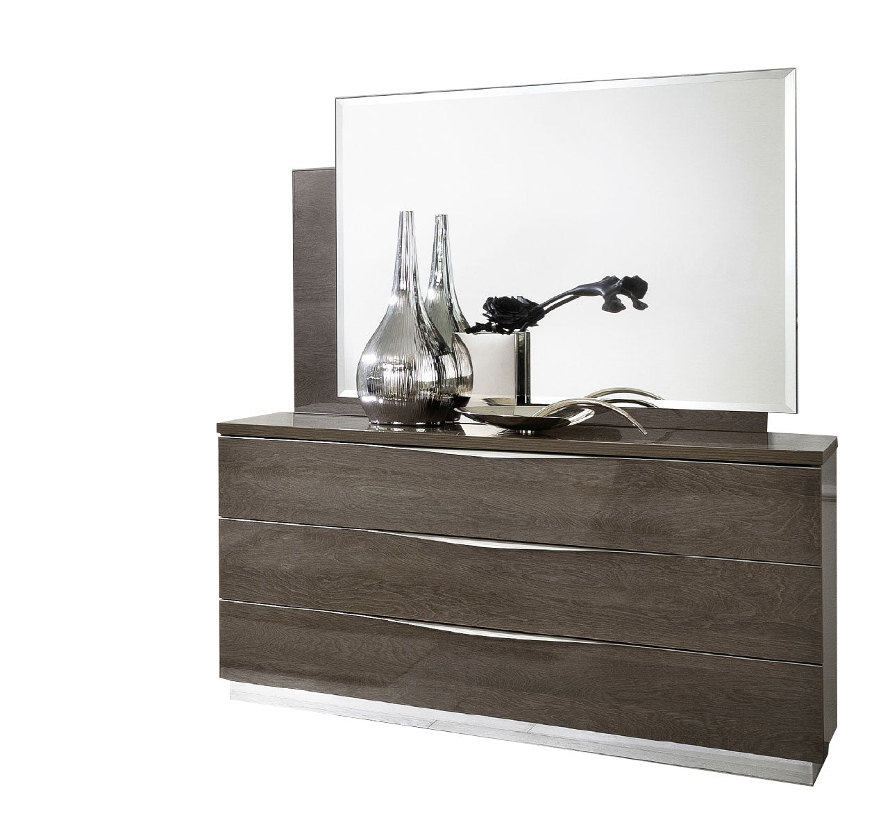 Complete Bedroom Setwith Silver Birch High Gloss Lacquer - 68 Inch