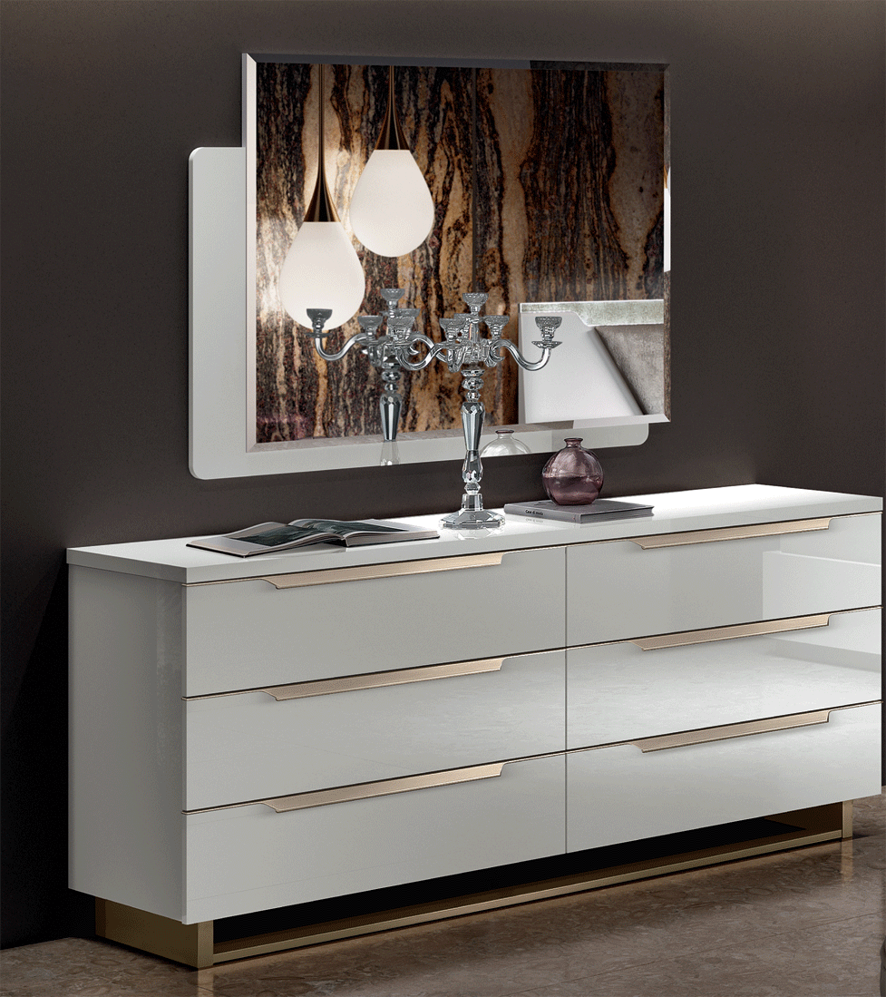 Complete Bedroom Setwith White High Gloss Lacquer, Mat - 68 Inch