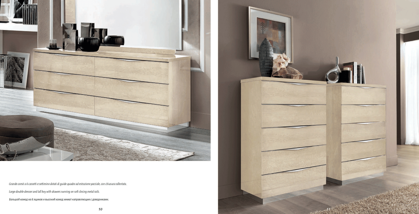 Complete Bedroom Setwith Beige High Gloss Lacquer - 53.2 Inch