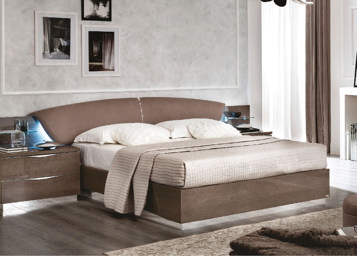 Complete Queen Bedroom Setwith Silver Birch High Gloss Lacquer