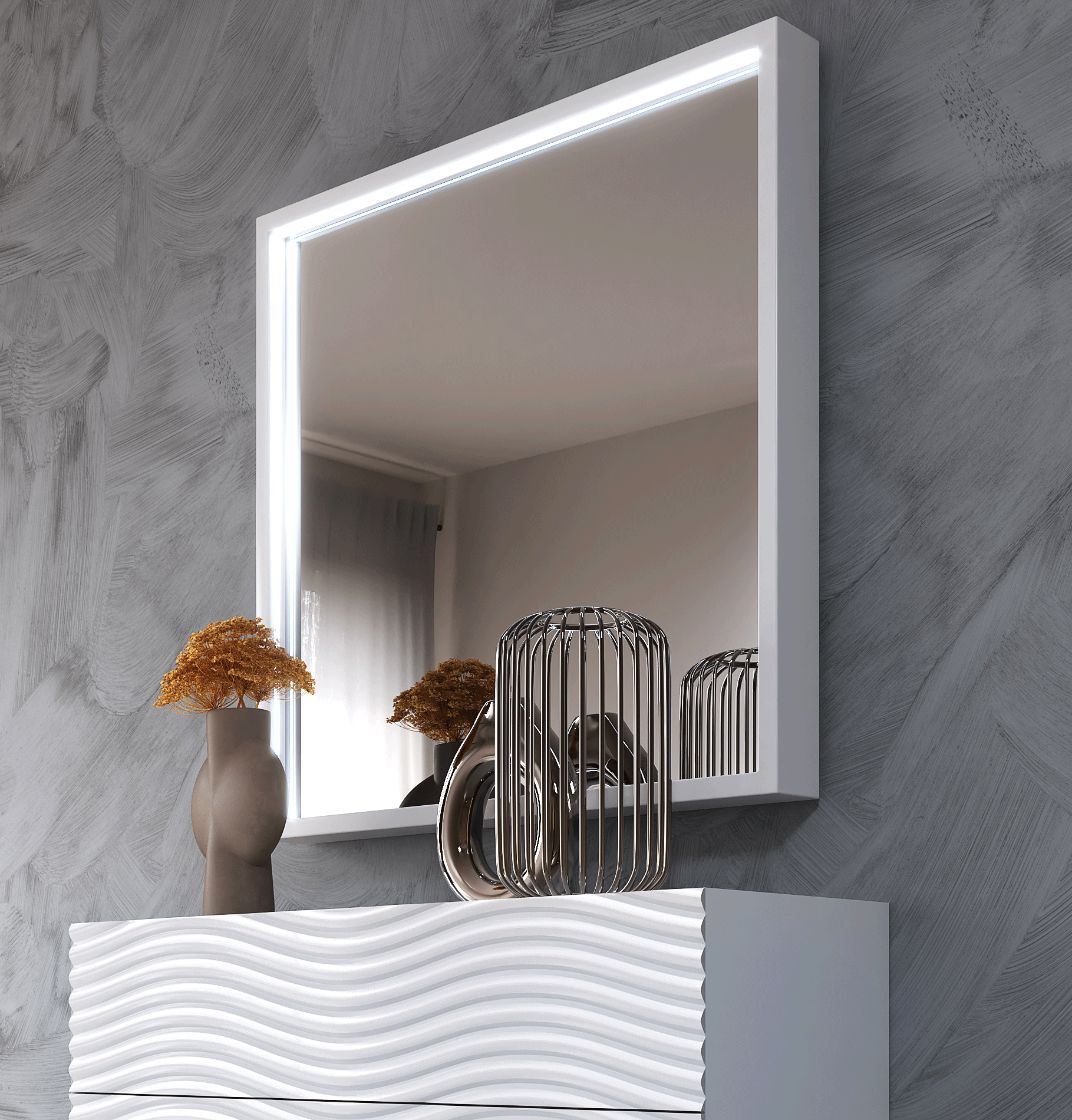 Classic White Mirror with White Finish