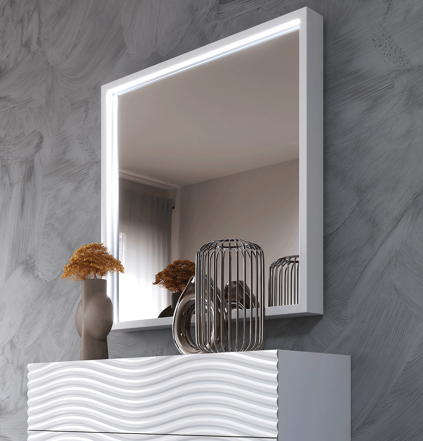 Classic White Mirror with White Finish - 39 Inch - 39x4 Inch