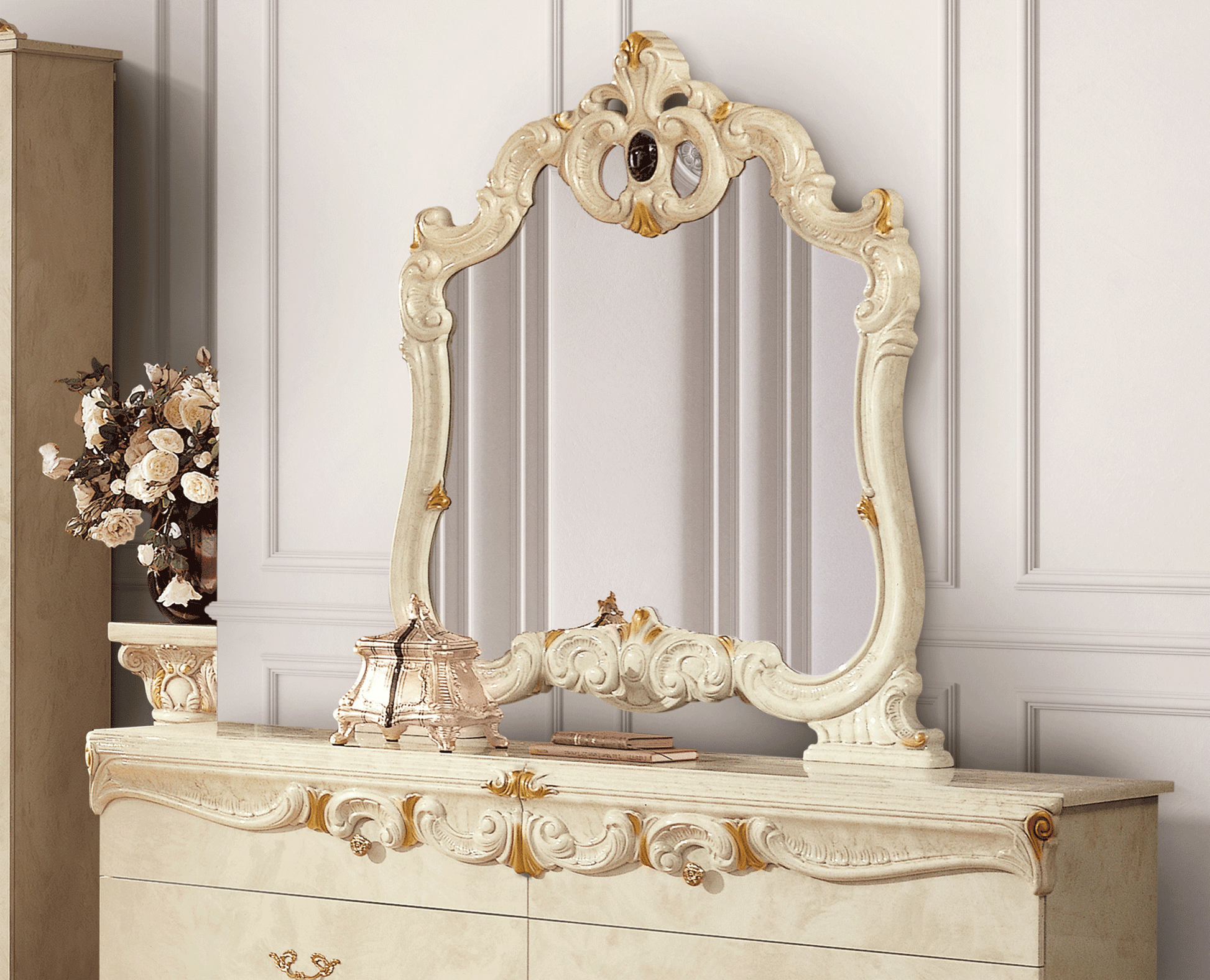 Classic Ivory Bedroom Mirror - 42 Inch