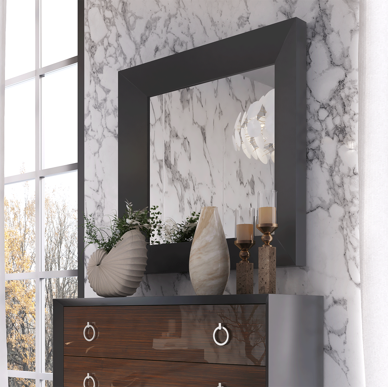Classic Black Mirror with Black Finish