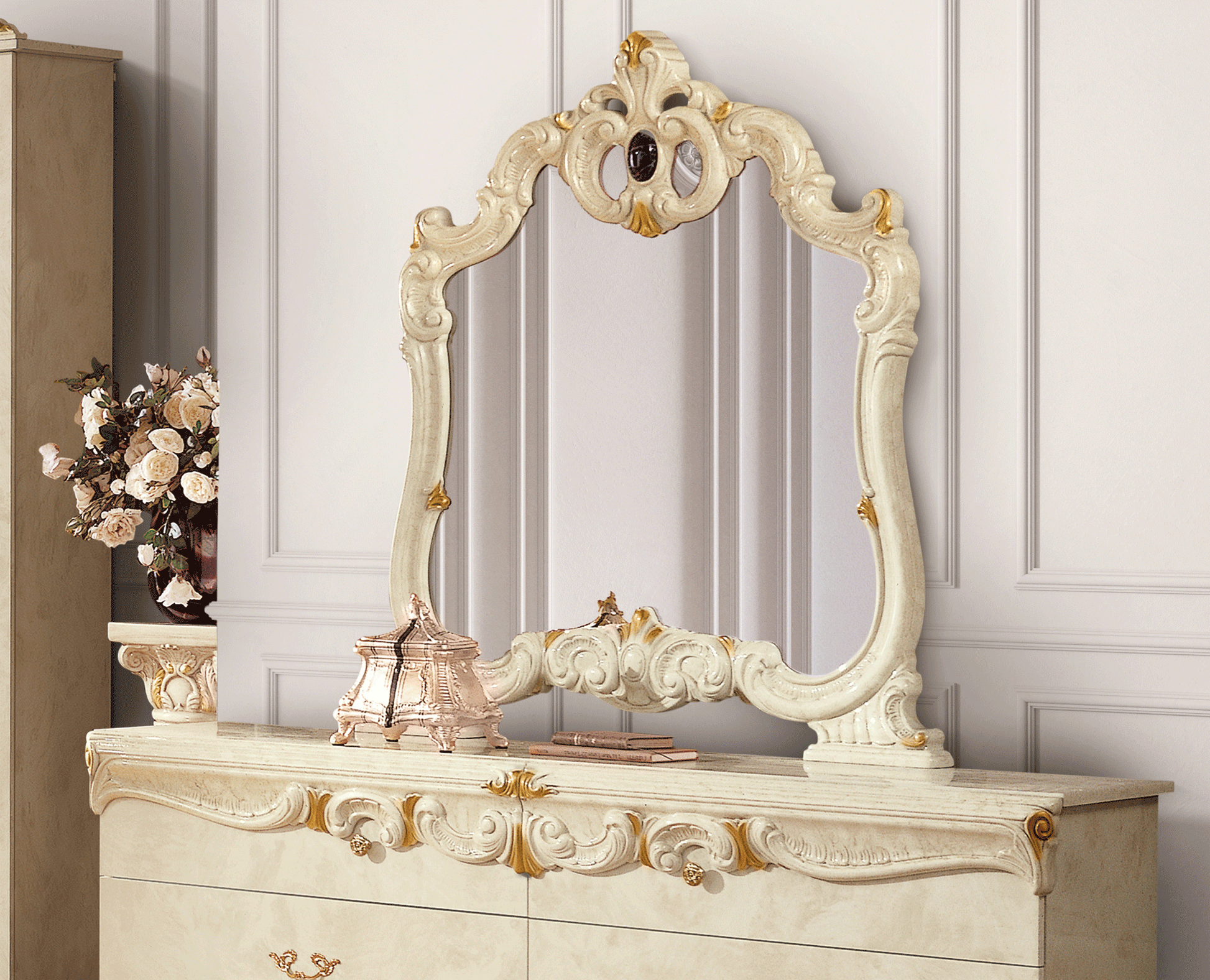 Classic Ivory Bedroom Mirror - 42 Inch