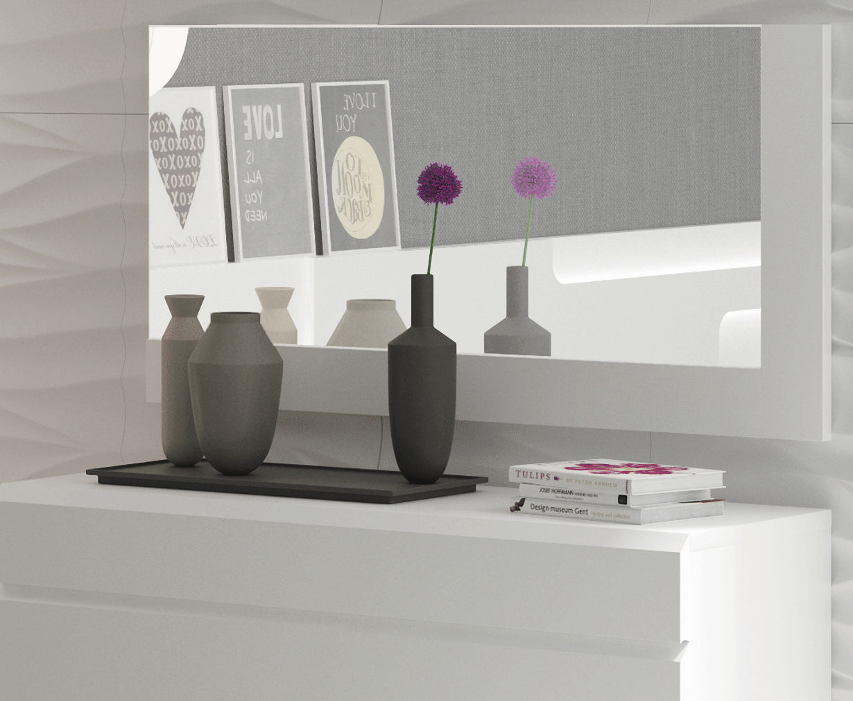 Classic White Mirror with White Finish - 47.24 Inch - 47.24x2.36 Inch