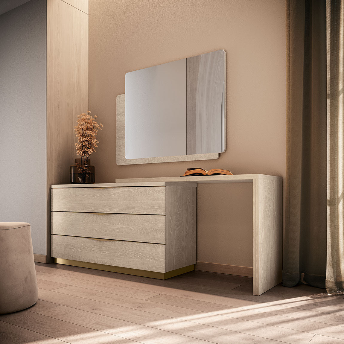 Complete Bedroom Setwith Beige High Gloss Lacquer, Special Order Finish