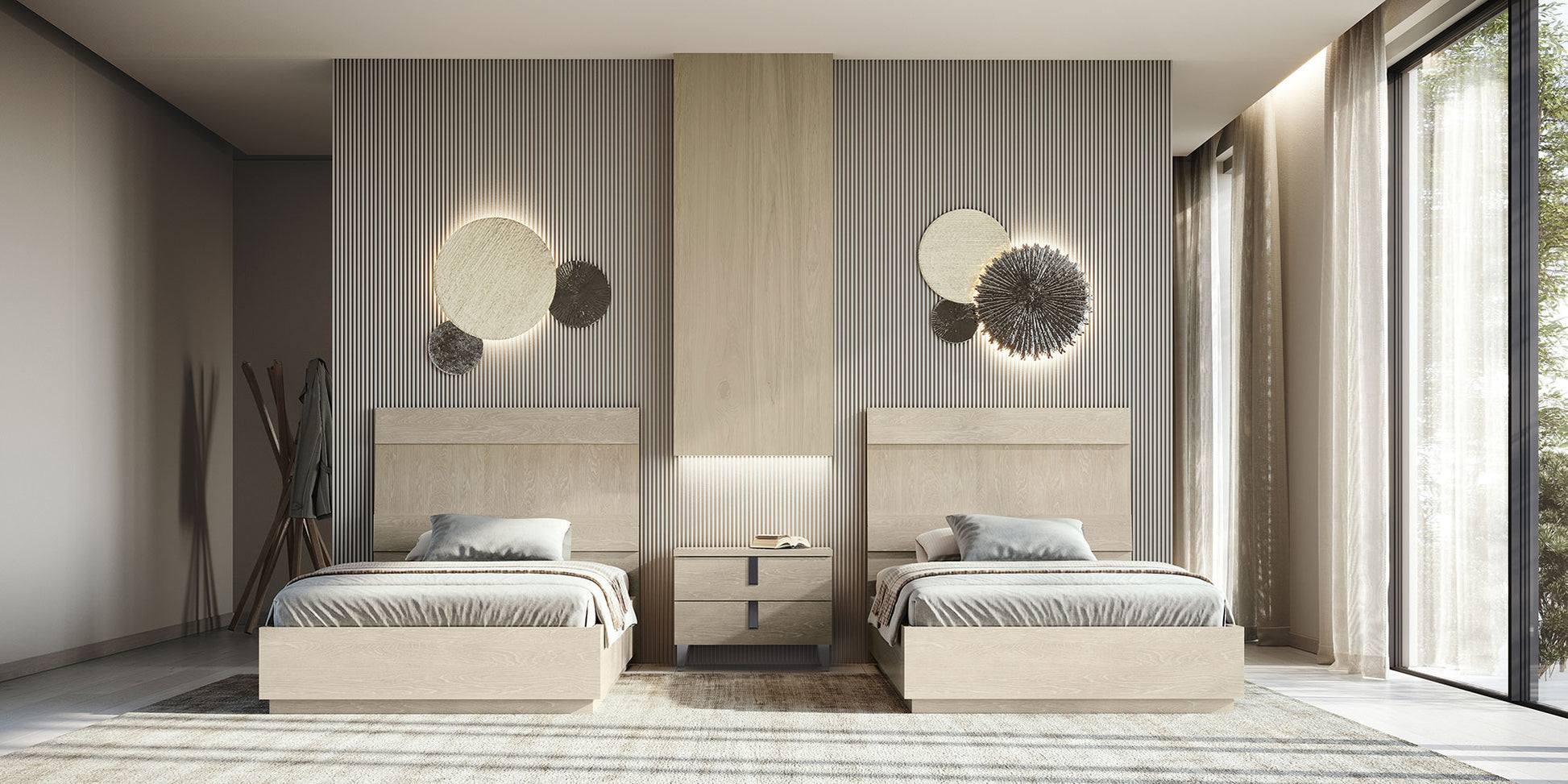 Complete Bedroom Setwith Beige High Gloss Lacquer, Special Order Finish