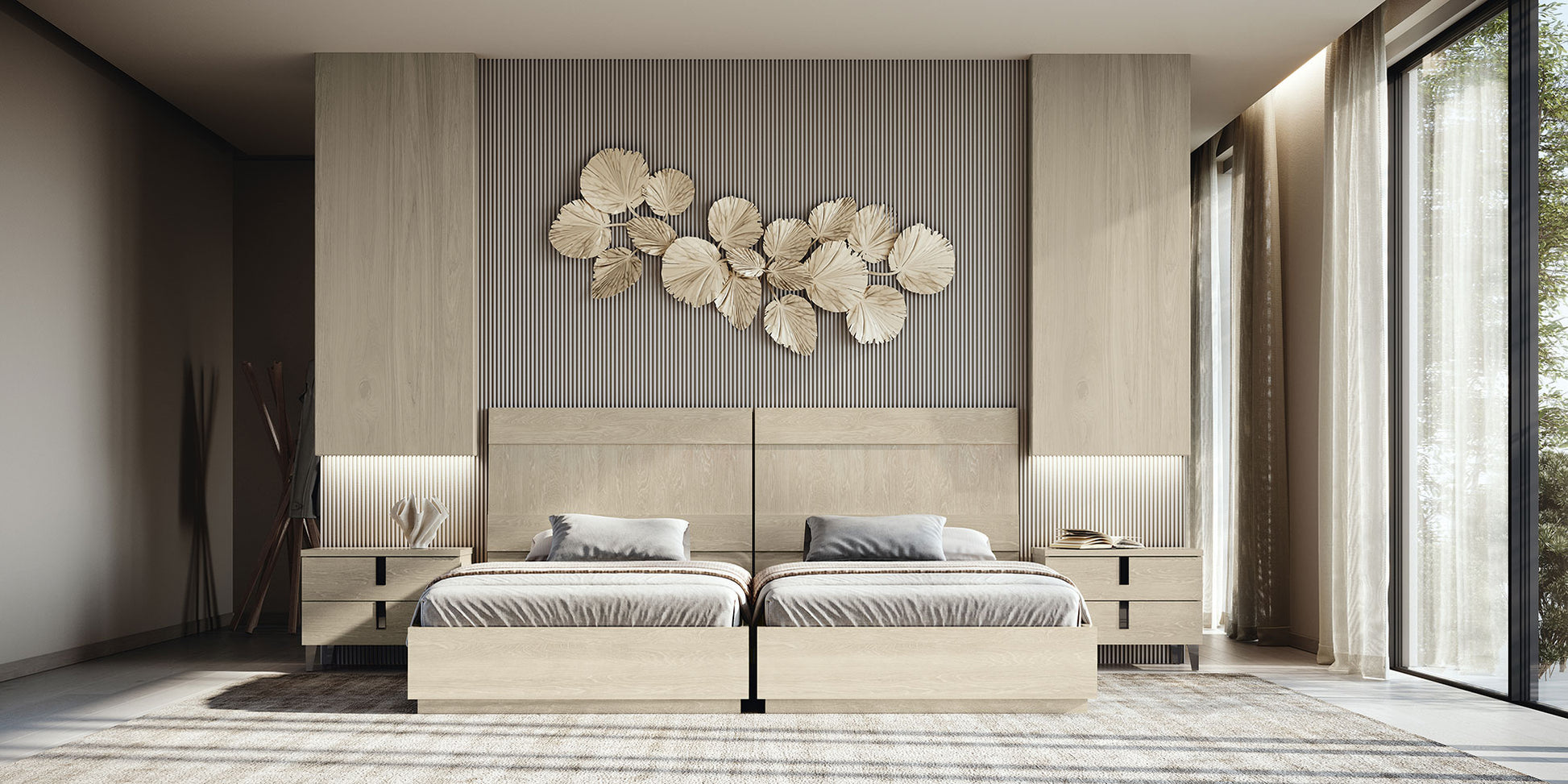 Complete Bedroom Setwith Beige High Gloss Lacquer, Special Order Finish