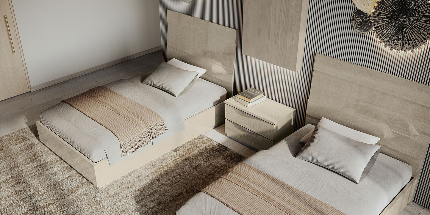 Complete Bedroom Setwith Beige High Gloss Lacquer, Special Order Finish