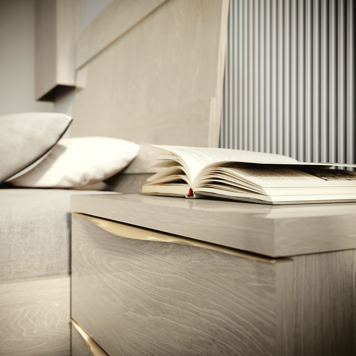 Complete Bedroom Setwith Beige High Gloss Lacquer, Special Order Finish