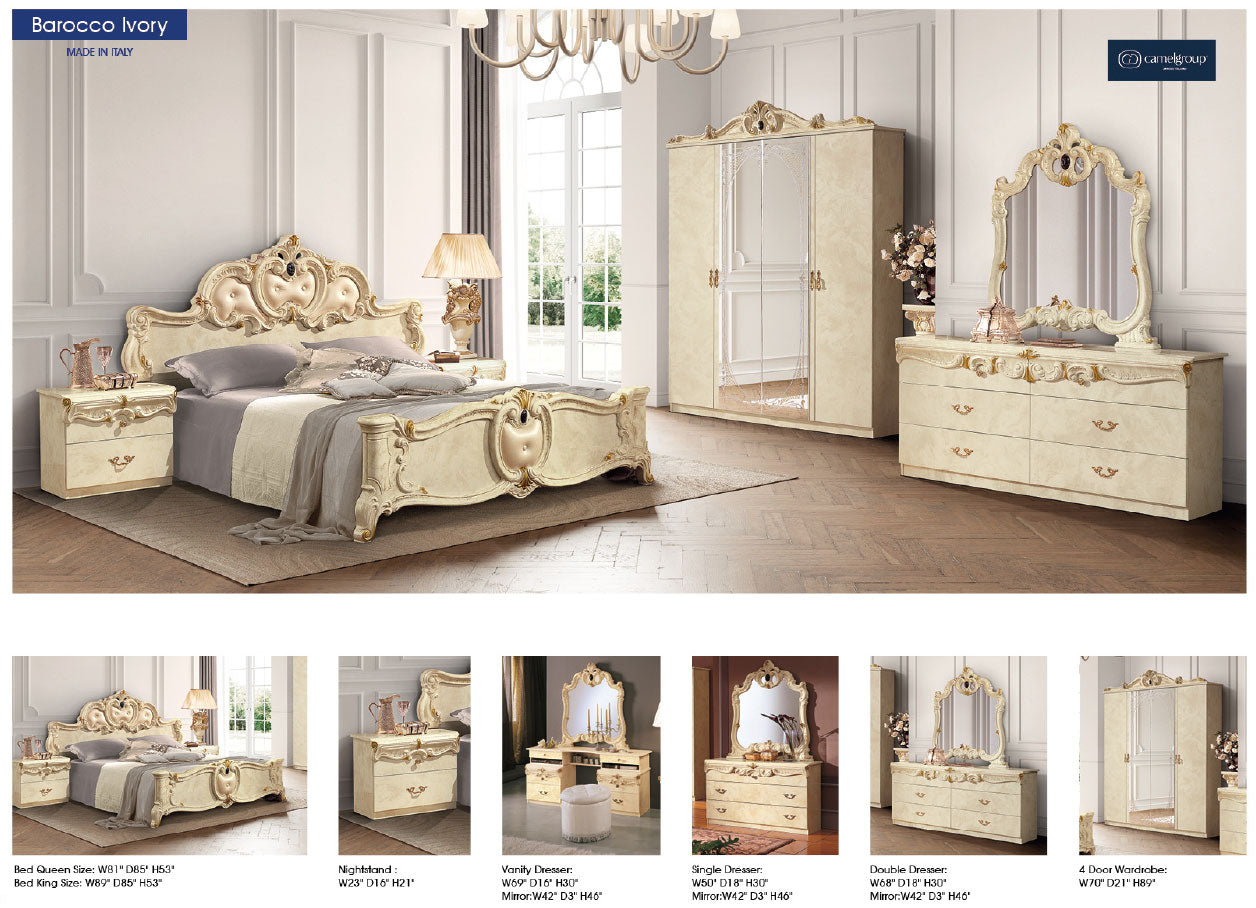 Complete Bedroom Setwith Ivory High Gloss Lacquer - 81 Inch