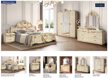 Complete Bedroom Setwith Ivory High Gloss Lacquer - 81 Inch
