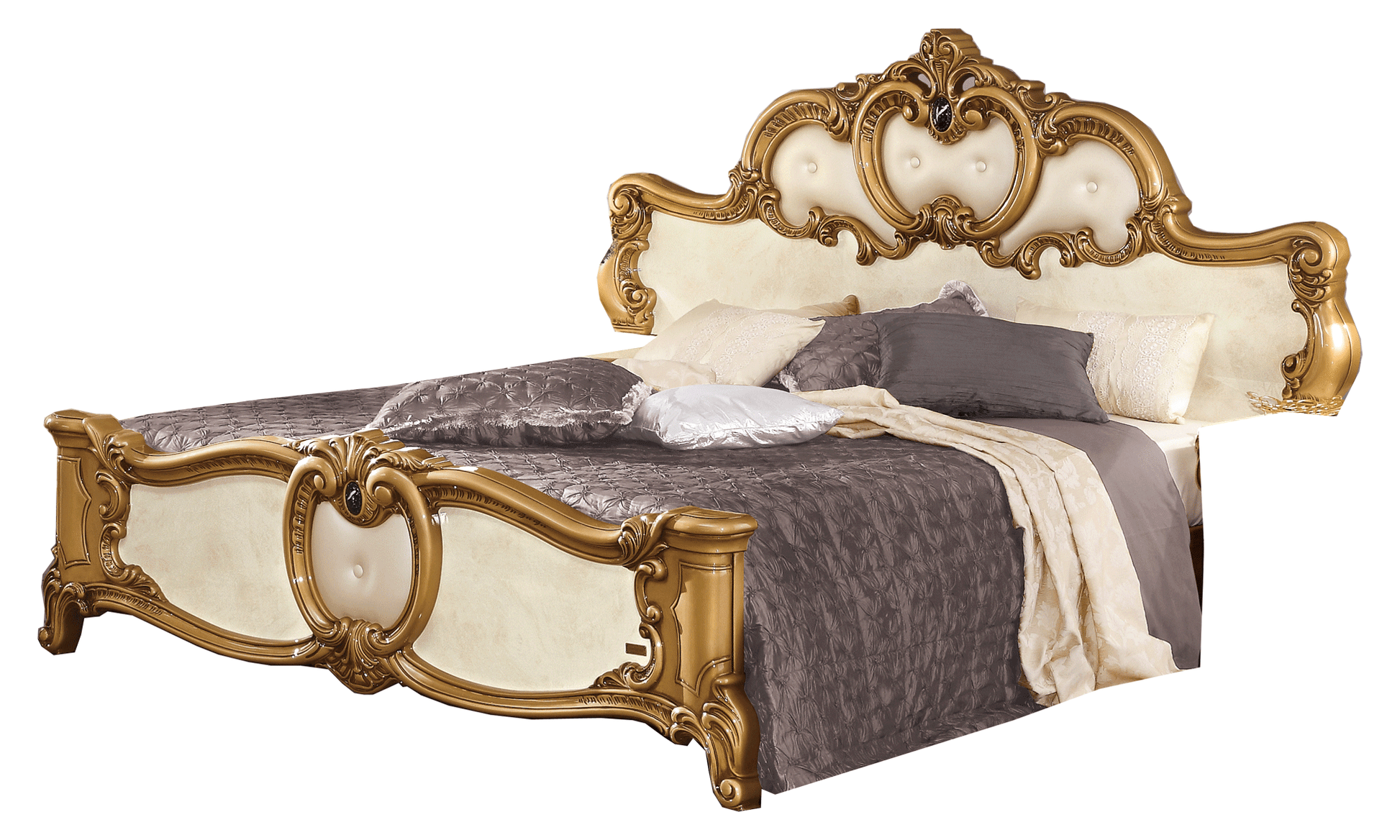 Complete Bedroom Setwith Ivory High Gloss Lacquer - 81 Inch
