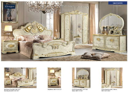 Complete Bedroom Setwith Beige High Gloss Lacquer - 73 Inch