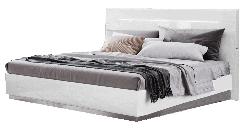 Complete Bedroom Setwith White High Gloss Lacquer - 69 Inch