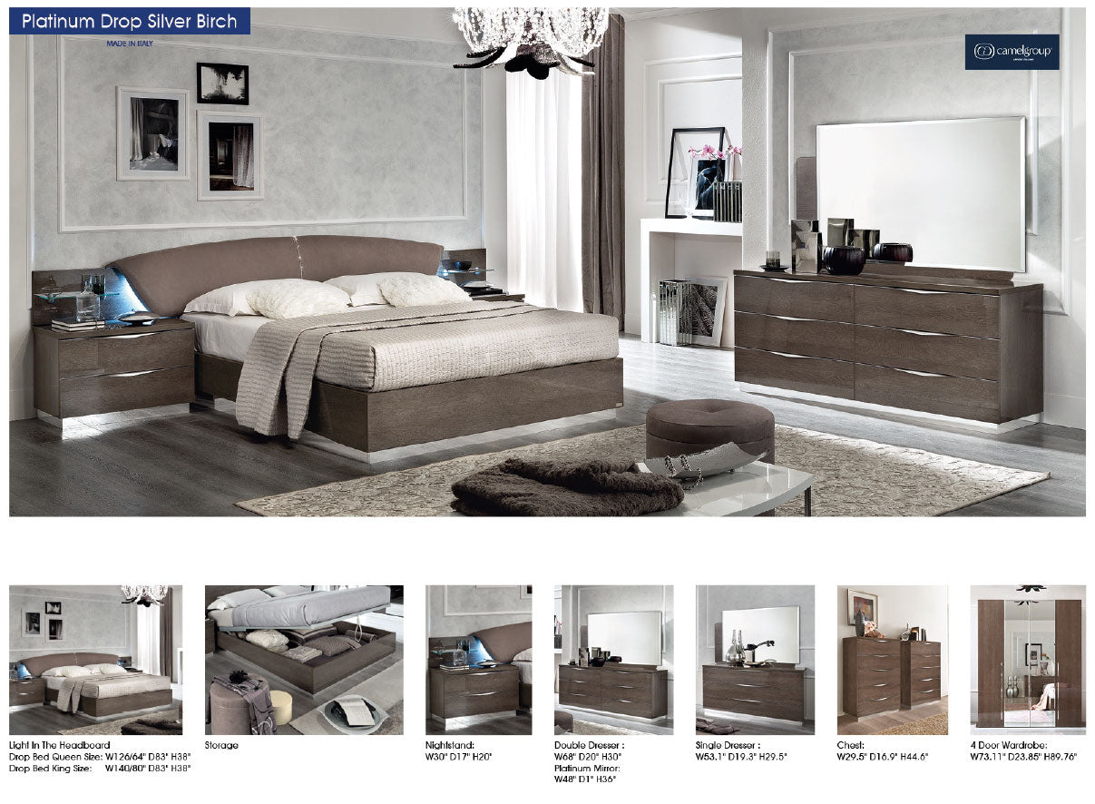 Complete Queen Bedroom Setwith Silver Birch High Gloss Lacquer