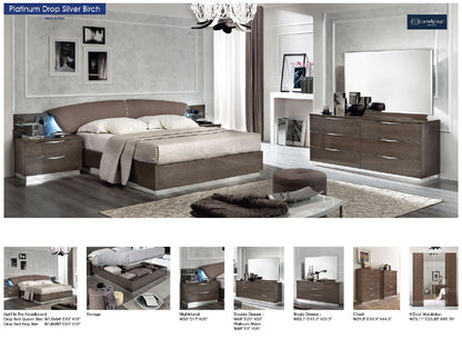 Complete Queen Bedroom Setwith Silver Birch High Gloss Lacquer