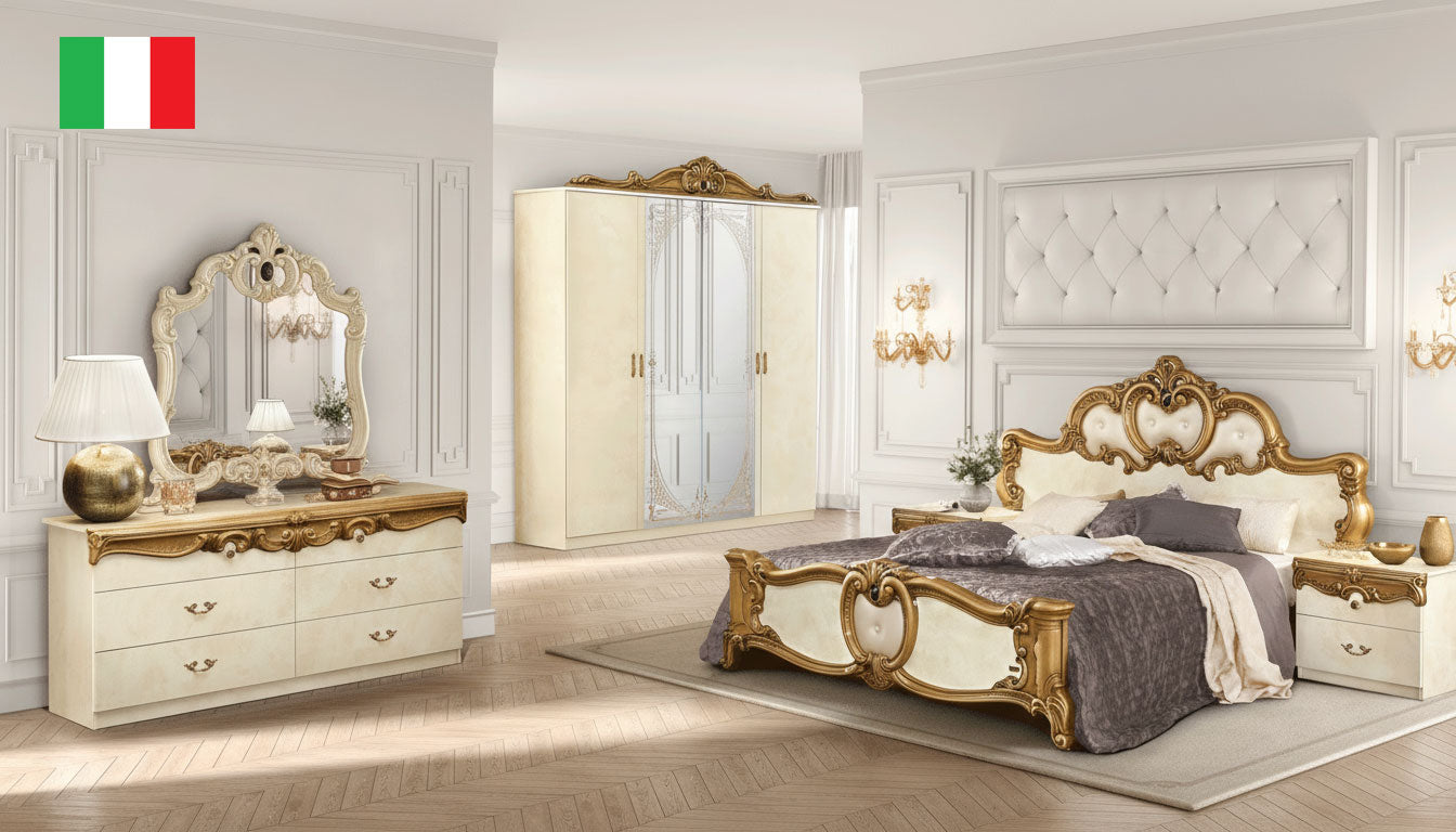 Complete Bedroom Setwith Ivory High Gloss Lacquer - 035