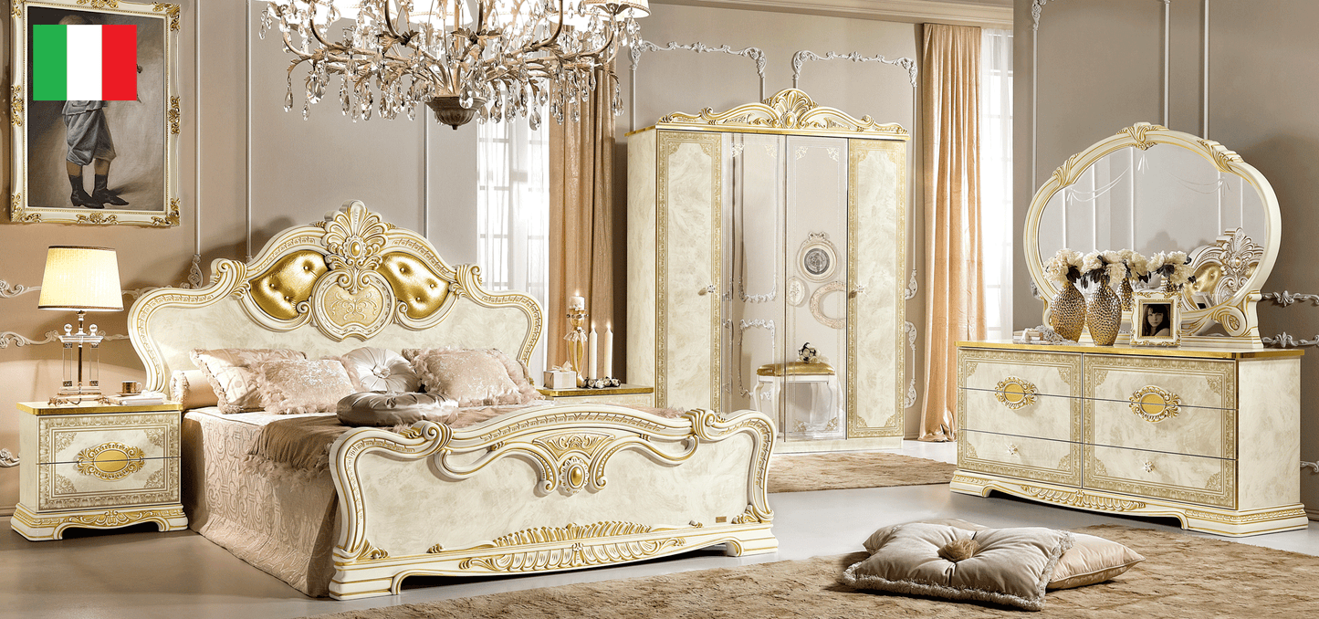 Complete Bedroom Setwith Beige High Gloss Lacquer