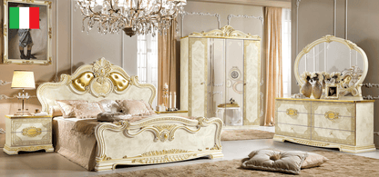 Complete Bedroom Setwith Beige High Gloss Lacquer