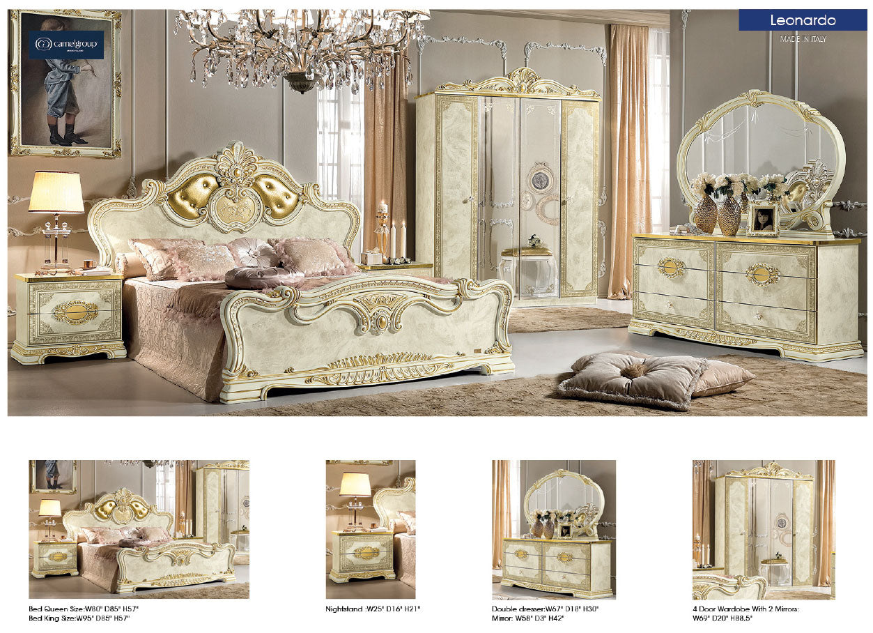 Complete Bedroom Setwith Beige High Gloss Lacquer
