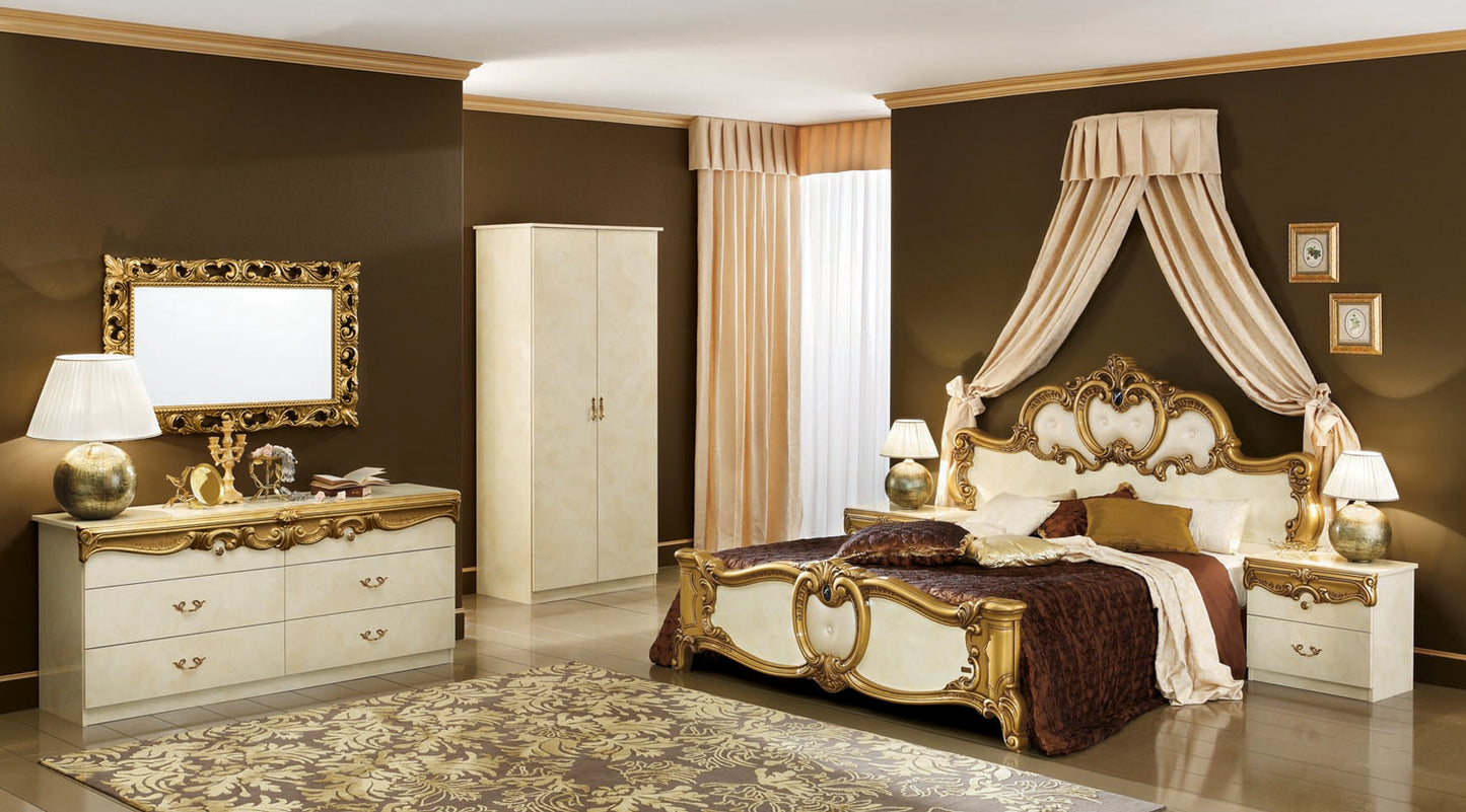 Complete Bedroom Setwith Ivory High Gloss Lacquer - 81 Inch
