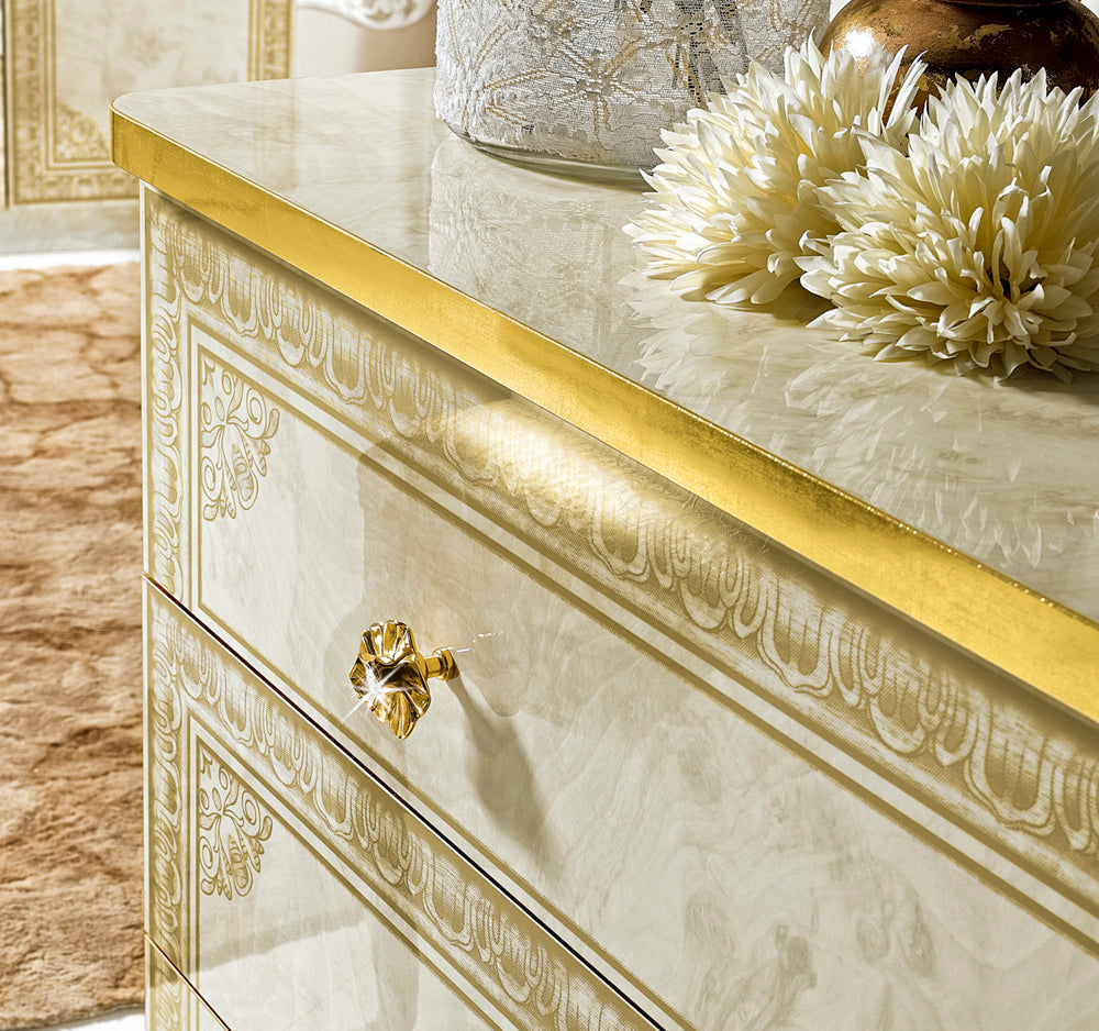 Complete Bedroom Setwith Beige High Gloss Lacquer