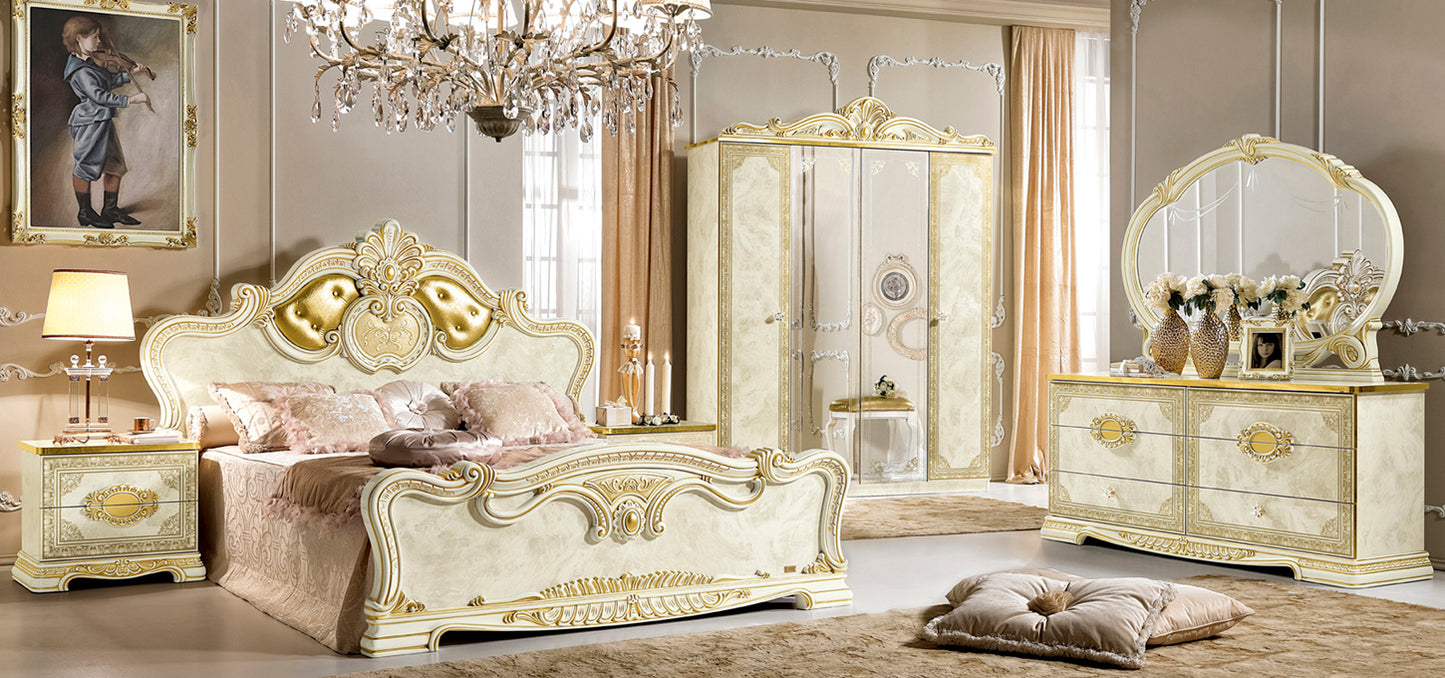 Complete Bedroom Setwith Beige High Gloss Lacquer