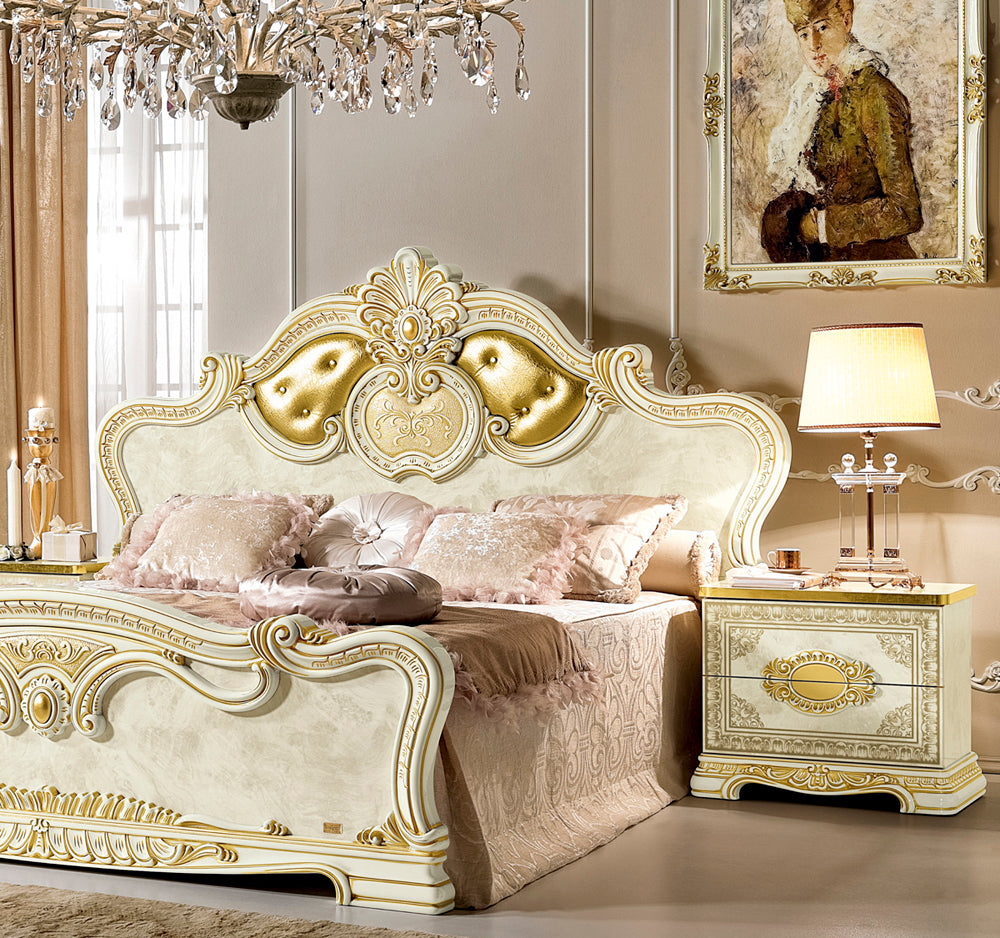 Complete Bedroom Setwith Beige High Gloss Lacquer