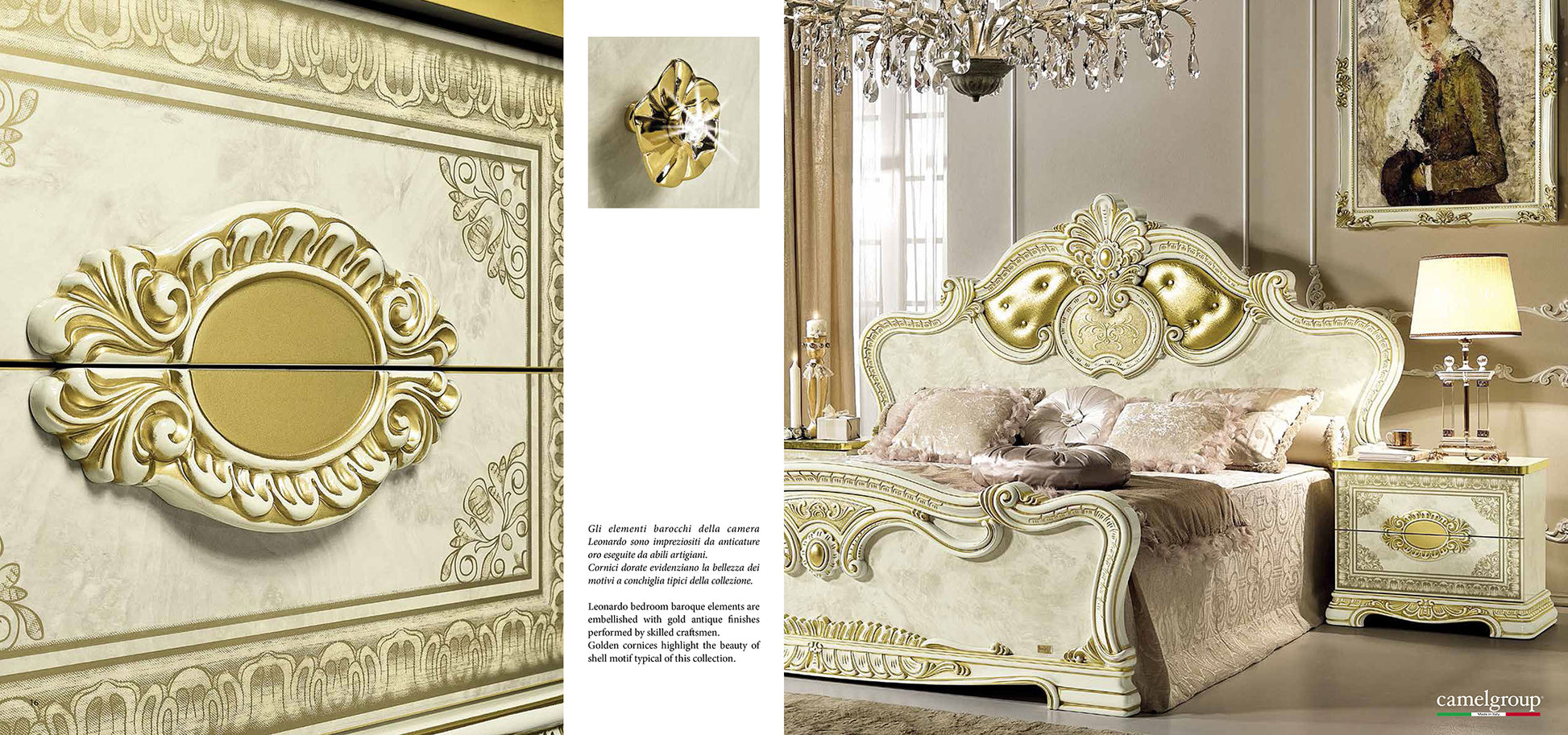 Complete Bedroom Setwith Beige High Gloss Lacquer