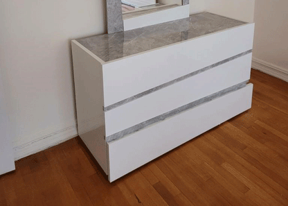 Modern White Dresser with High-Gloss Finish