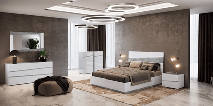 Complete Bedroom Setwith White High Gloss Lacquer - 54 Inch