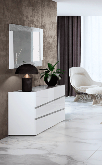 Complete Bedroom Setwith White High Gloss Lacquer - 54 Inch
