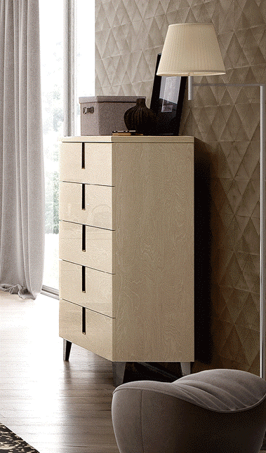 Complete Bedroom Setwith Walnut High Gloss Lacquer - 68 Inch