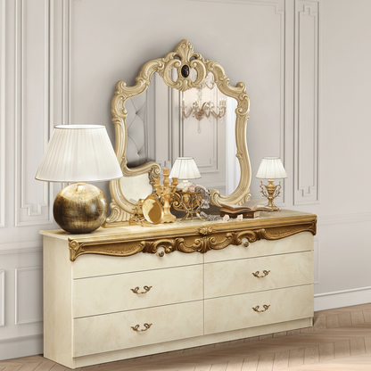 Modern Gold and Light Beige Dresser with High-Gloss Finish
