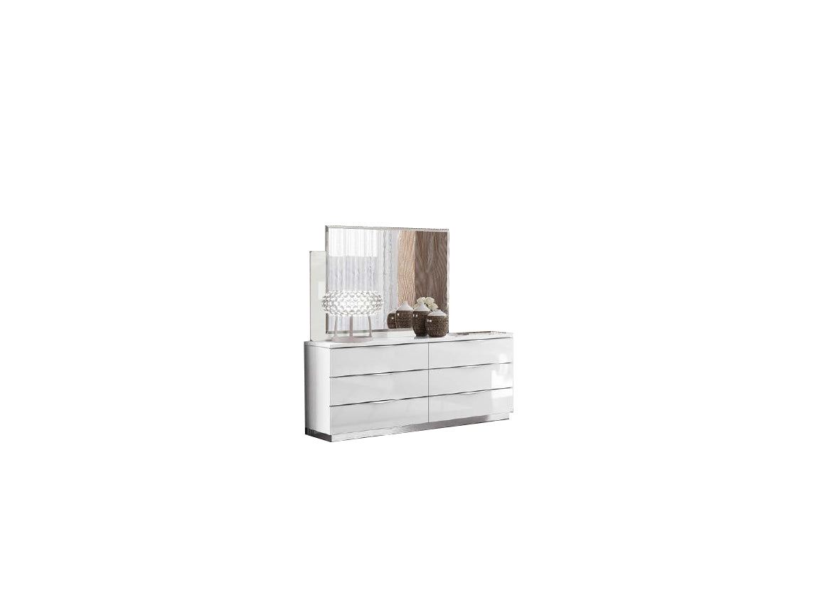 Complete Bedroom Setwith White High Gloss Lacquer - 68 Inch