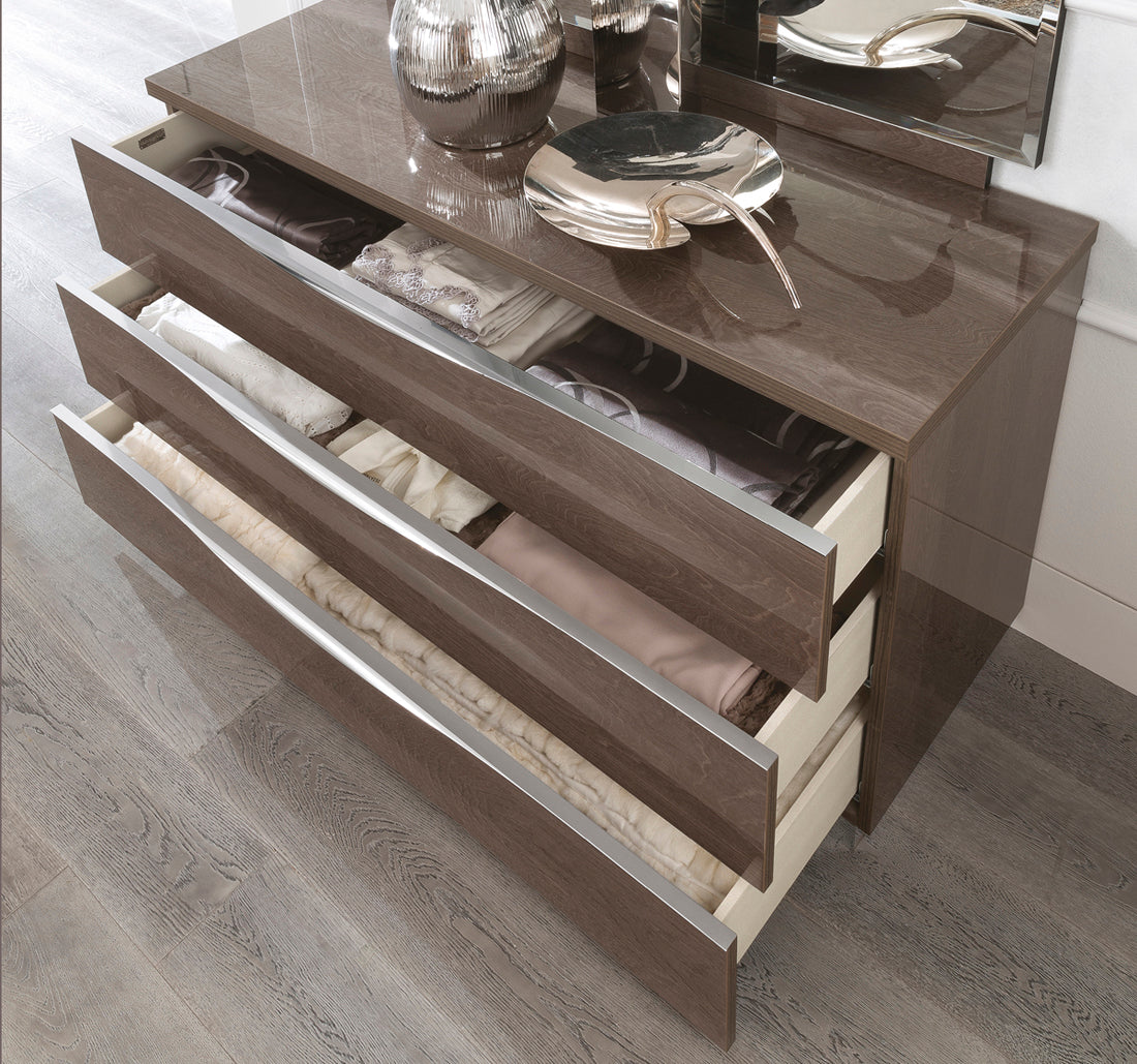 Complete Bedroom Setwith Silver Birch High Gloss Lacquer - 68 Inch