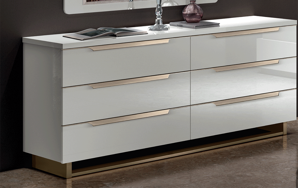 Complete Bedroom Setwith White High Gloss Lacquer, Mat - 68 Inch