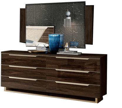 Complete Bedroom Setwith Walnut High Gloss Lacquer, Mat