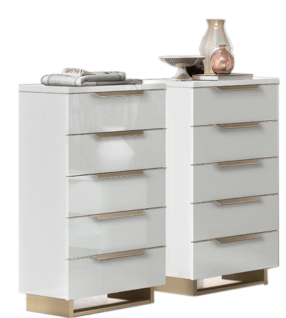 Complete Bedroom Setwith White High Gloss Lacquer, Mat - 68 Inch