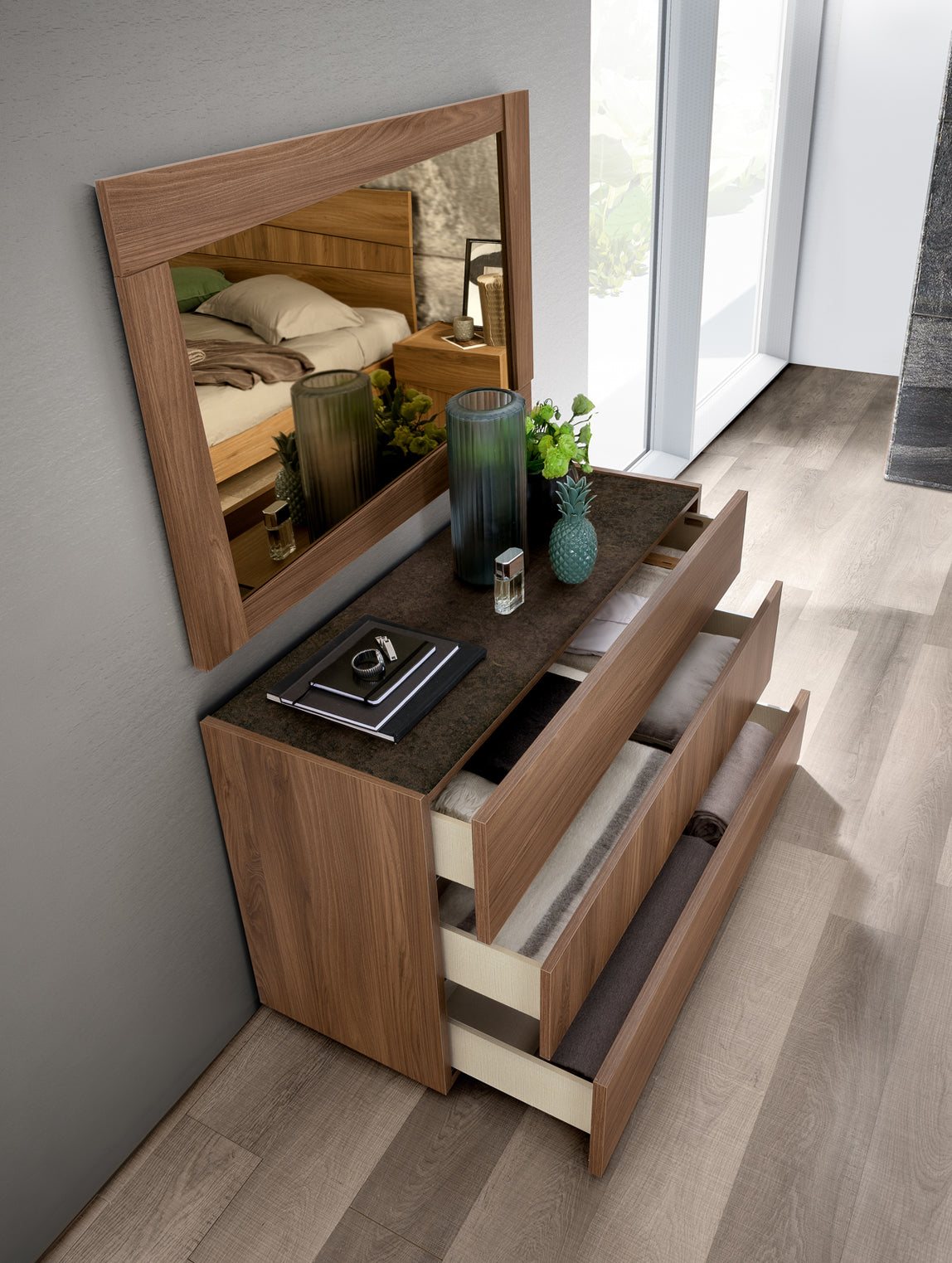 Complete Bedroom Setwith Walnut Mat - 54 Inch
