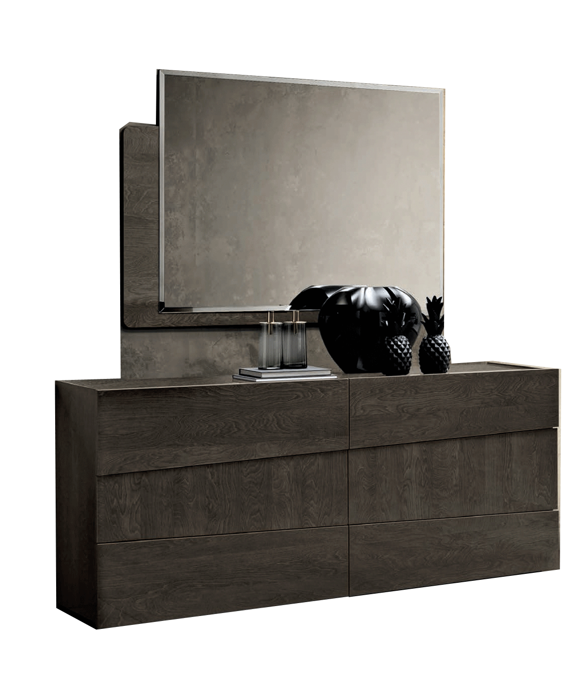 Modern Walnut Dresser with High-Gloss Finish