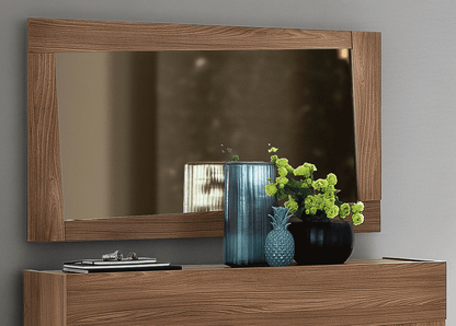 Contemporary Walnut Mirror with Matte Finish