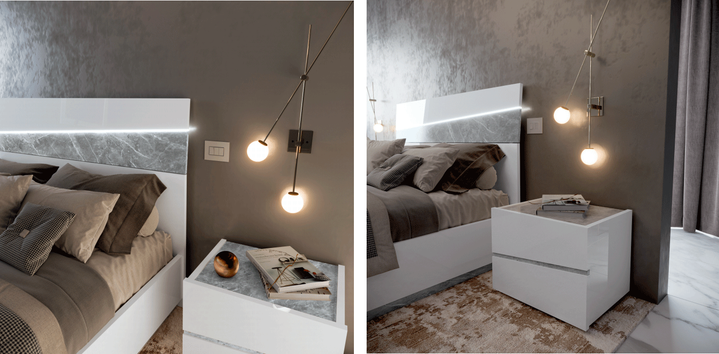 Complete Bedroom Setwith White High Gloss Lacquer - 23 Inch