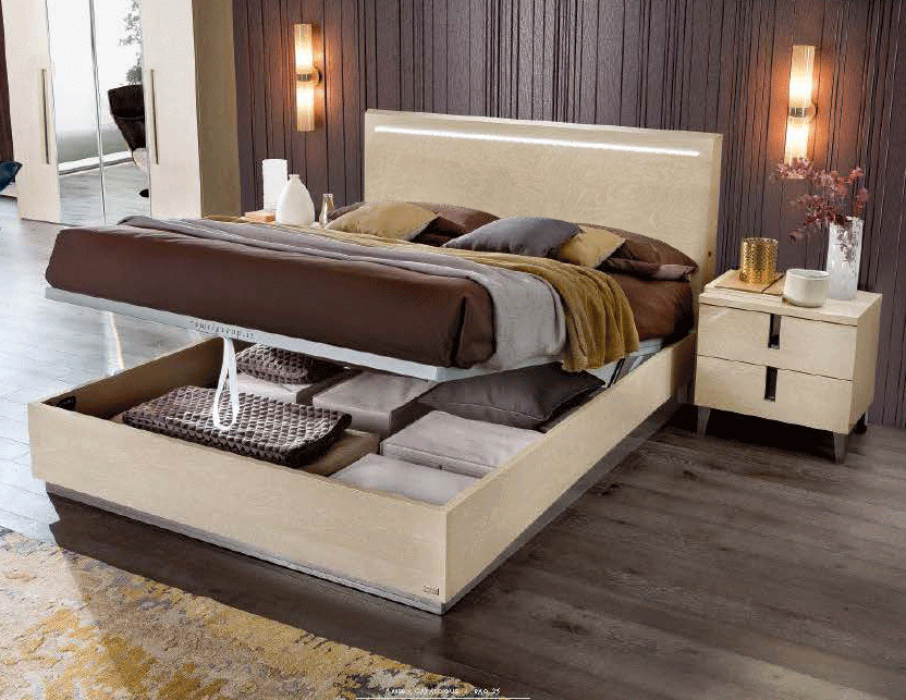 Complete Bedroom Setwith Beige High Gloss Lacquer - 028