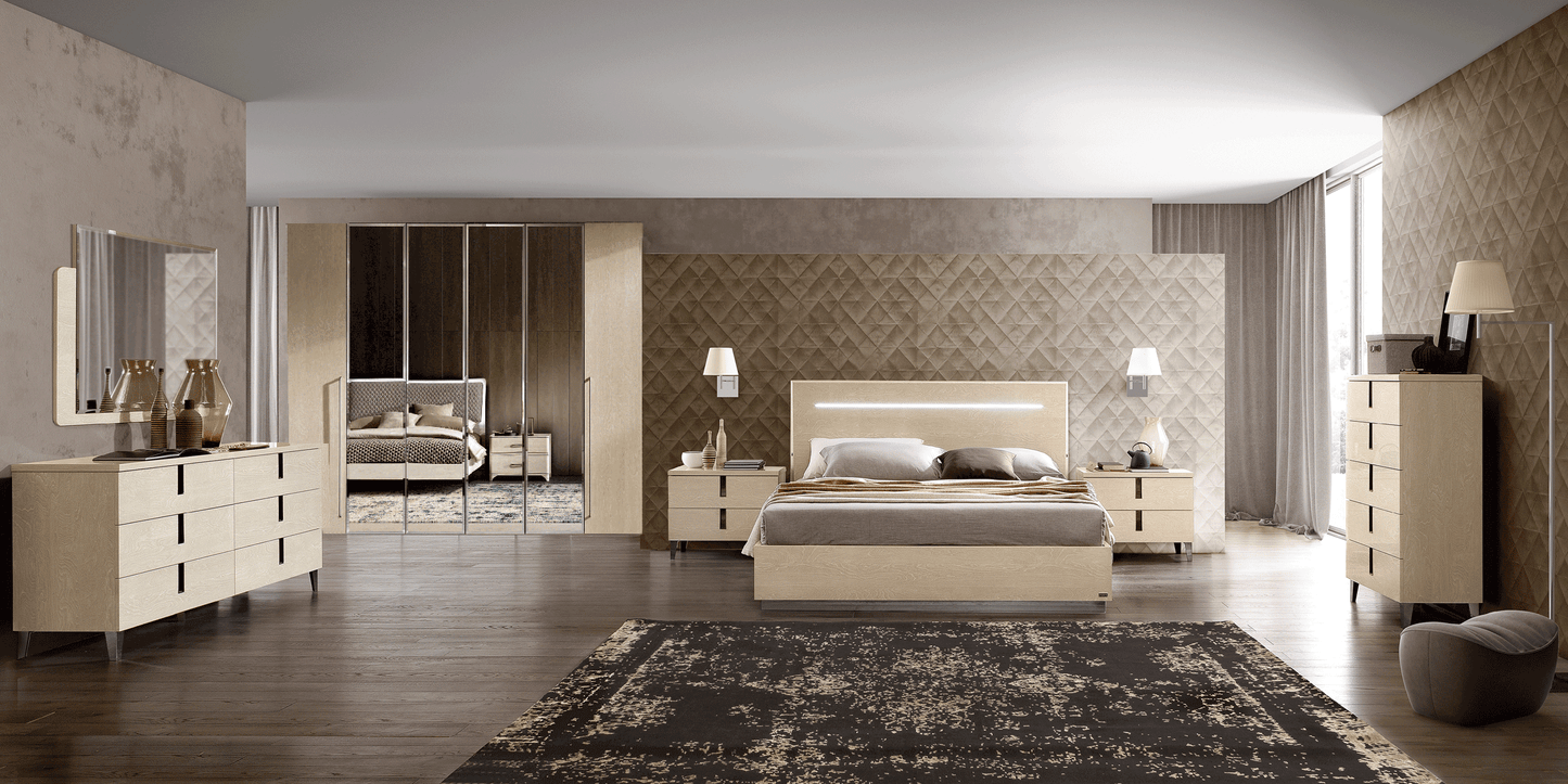 Complete Bedroom Setwith Beige High Gloss Lacquer - 028