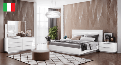 Complete Bedroom Setwith White High Gloss Lacquer - 69 Inch