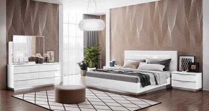 Complete Bedroom Setwith White High Gloss Lacquer - 69 Inch