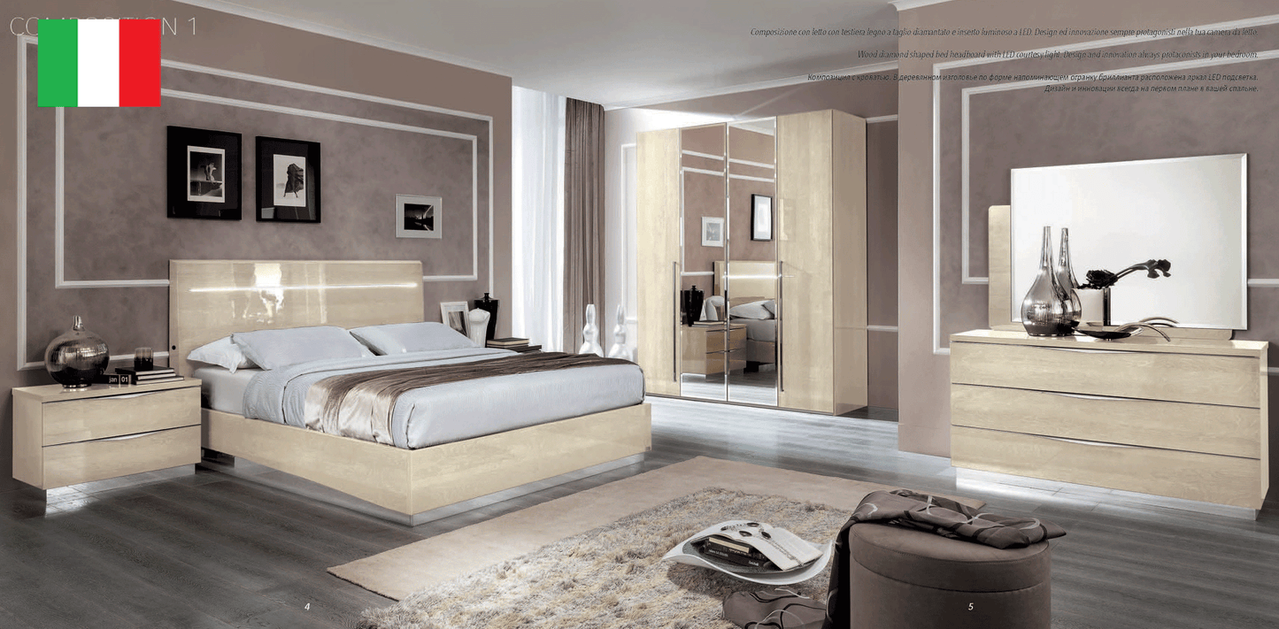 Complete Bedroom Setwith Beige High Gloss Lacquer - 011